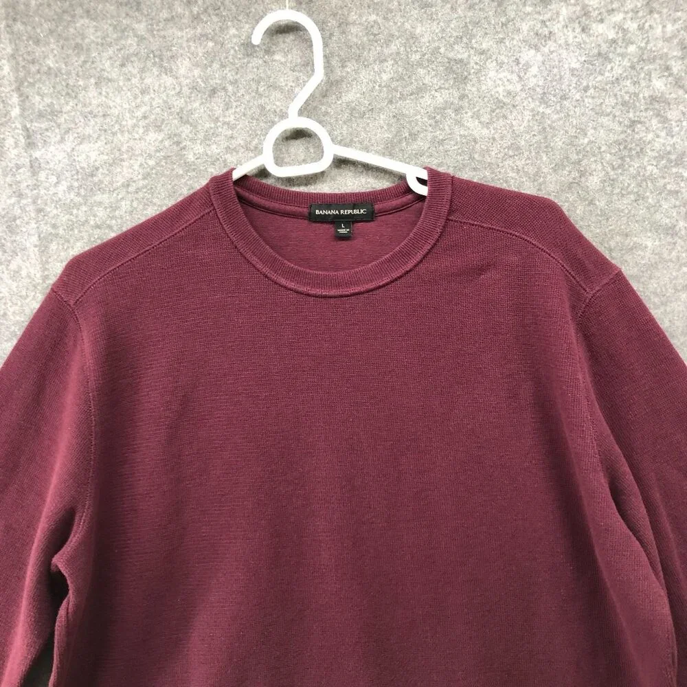 Banana Republic Crewneck Sweater Mens L Burgundy Red Cotton Blend Pullover‎